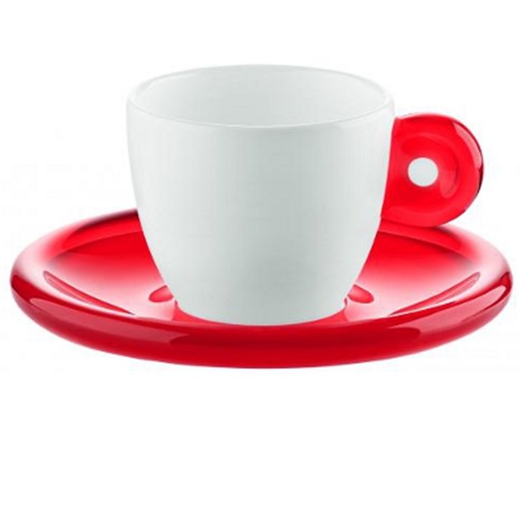 GUZZINI SET 6 TAZZINE CON PIATTINO ROSSO