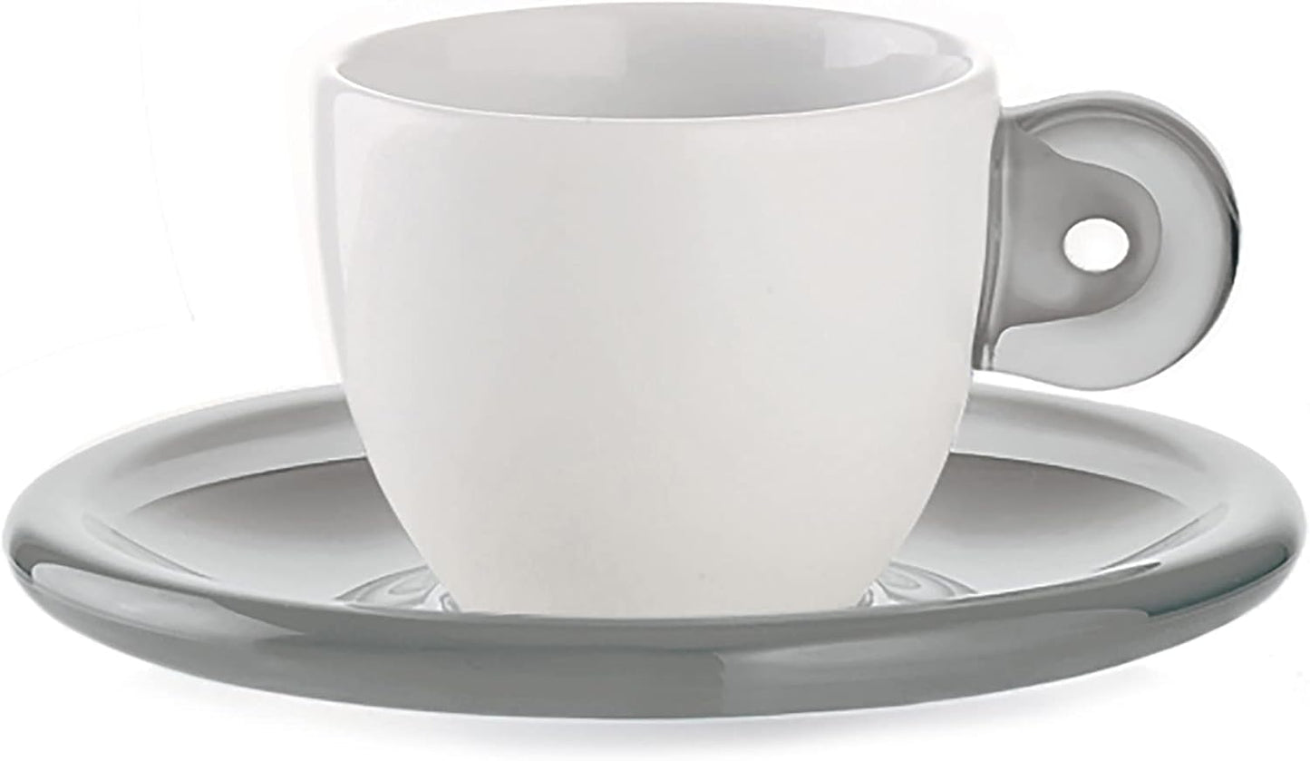 GUZZINI SET 2 TAZZINE CAFFE' CON PIATTINO GRACE GRIGIO