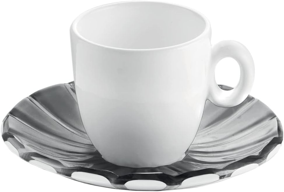GUZZINI SET 6 TAZZINE CAFFE' CON PIATTINO GRIGIO